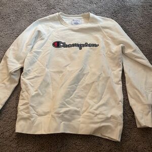 Oversized white Champion crewneck